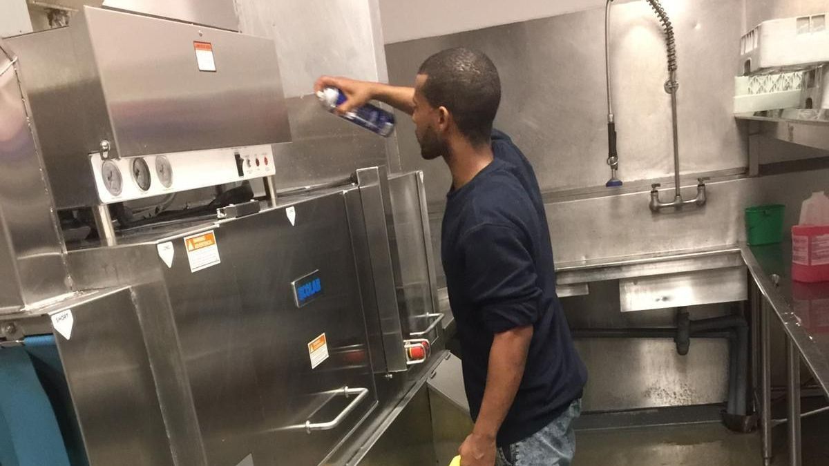 Commercial restaurant kitchen cleaned to inspection standard